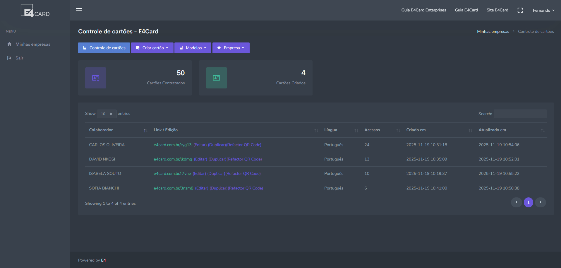 Interface E4Card Enterprises